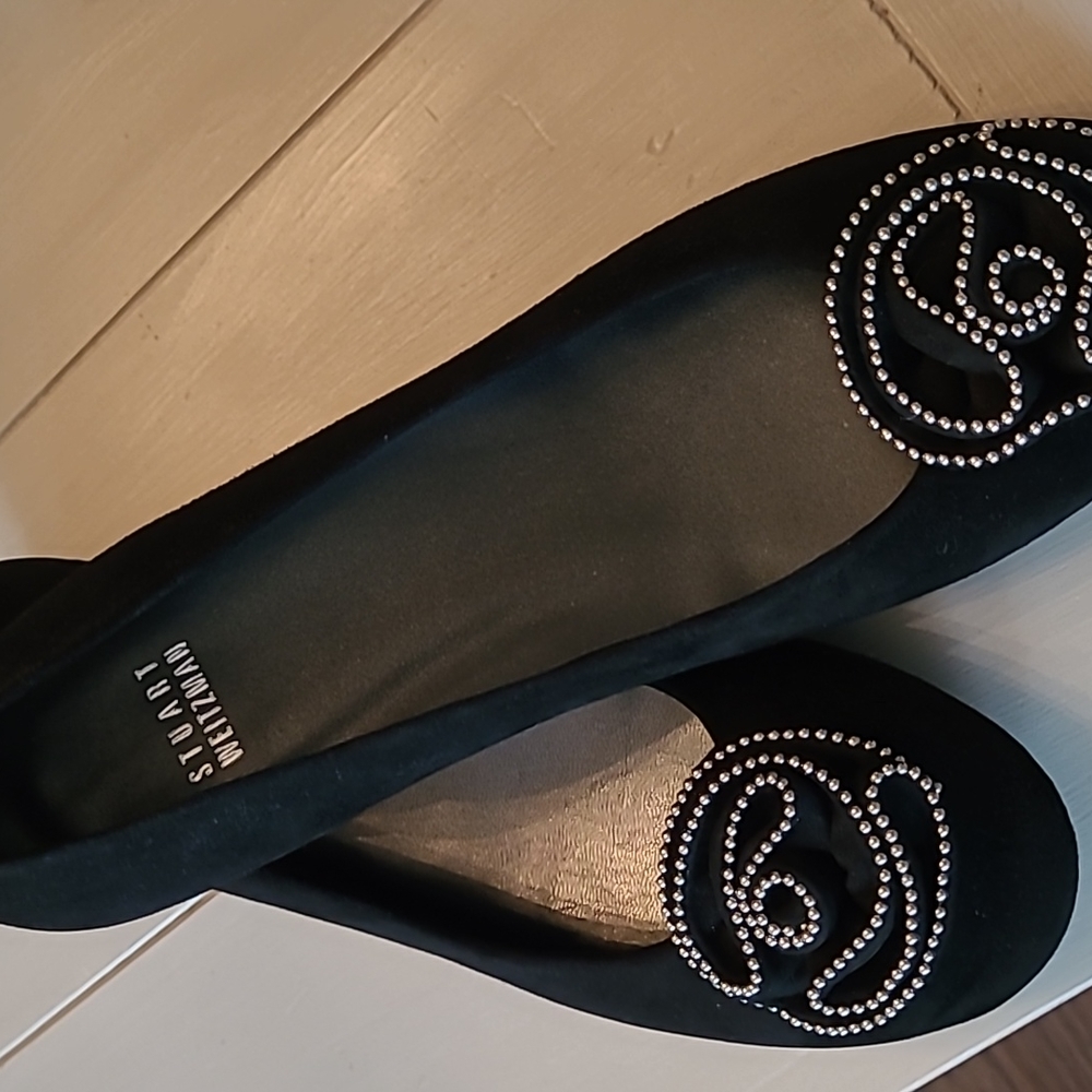 STUART WEITZMAN BLACK SUEDE FLATS